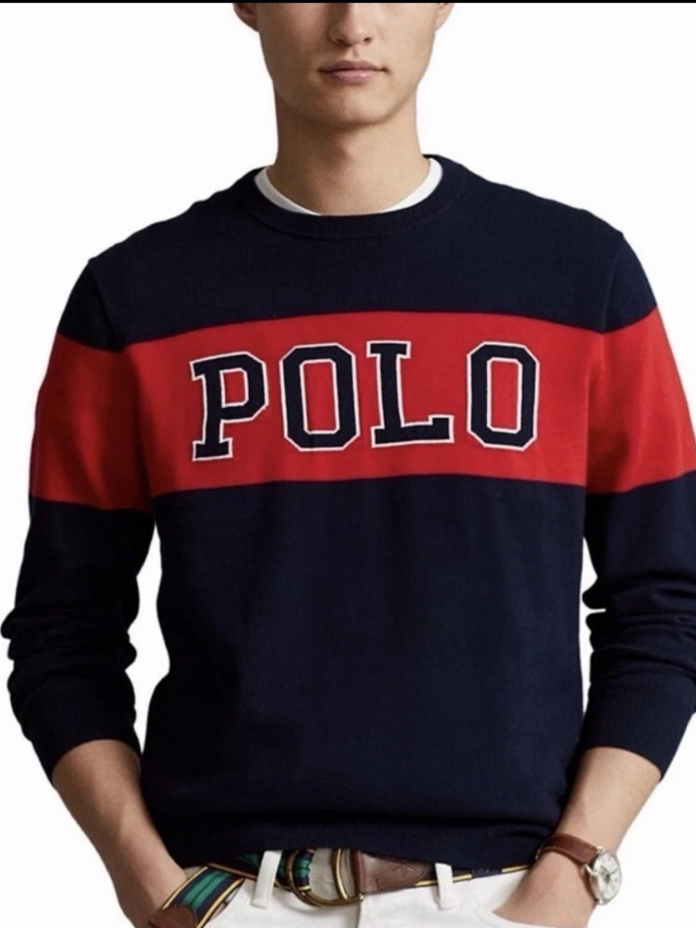 Polo Ralph Lauren Men’s Graphic Print Crew Neck Light Sweater - Size 4XLT/4TGL